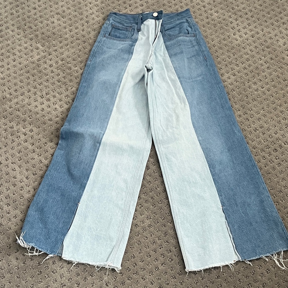 Frame Denim Two-Tone Flare Jeans